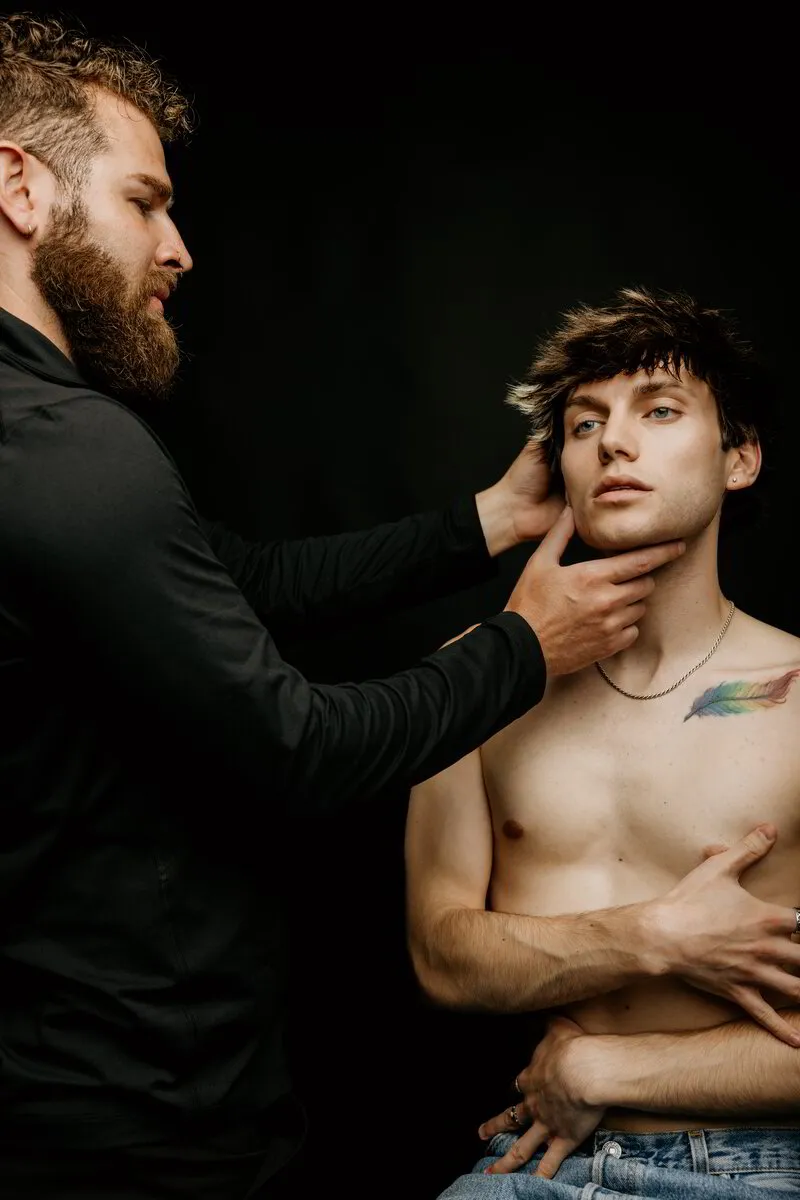 A practitioner and a client in the studio
